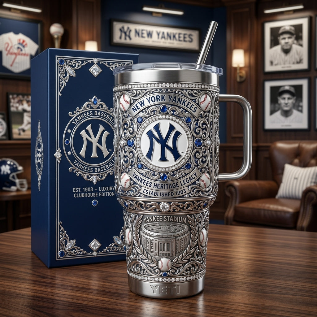 New York Yankees 40oz Tumbler with Lid and Straw