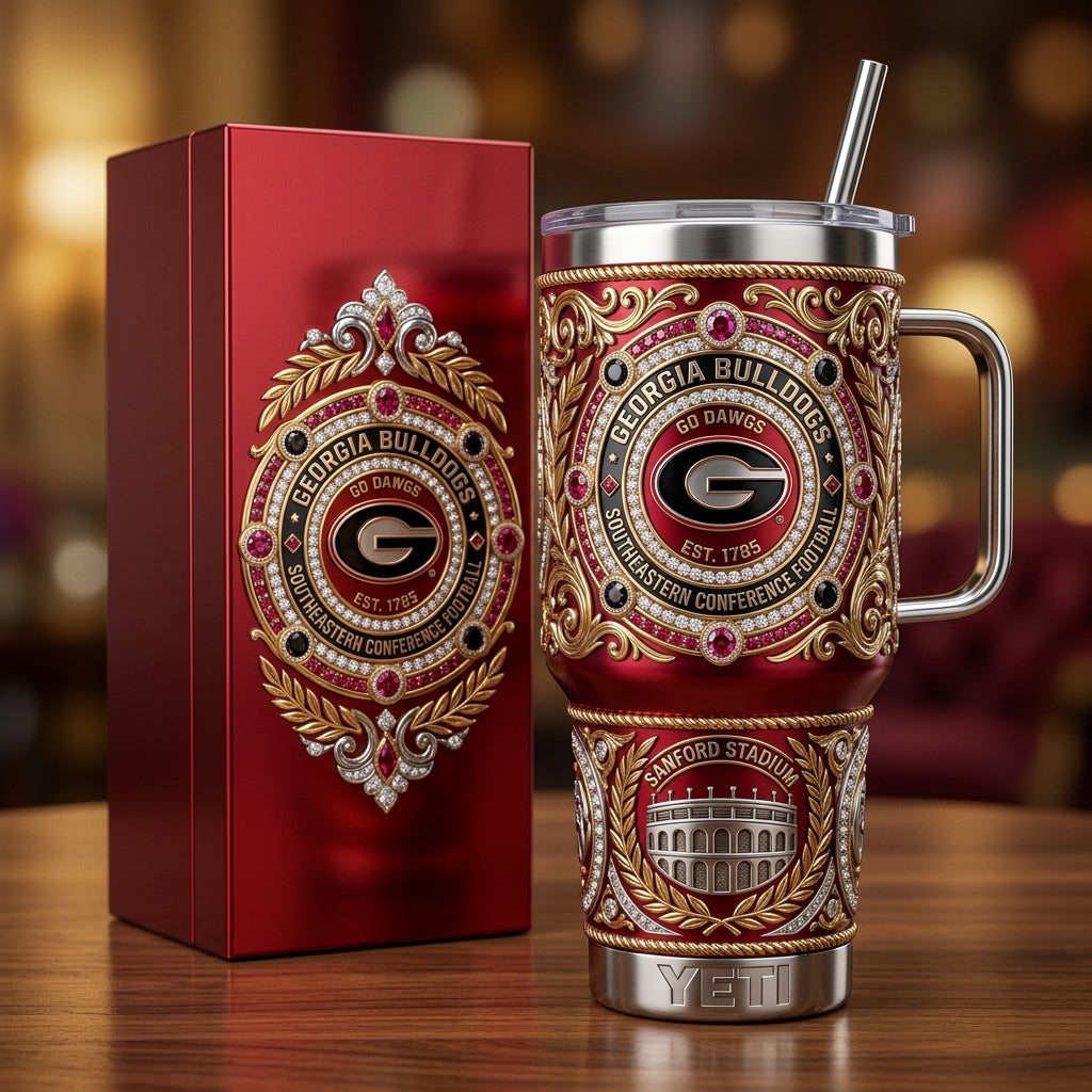 Georgia Bulldogs 40oz Tumbler with Lid and Straw