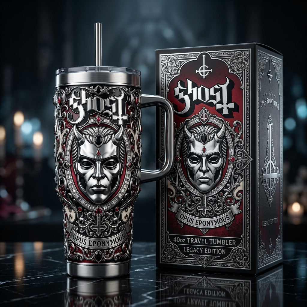 Ghost 40oz Tumbler with Lid and Straw