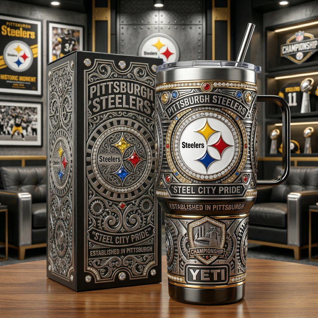 Pittsburgh Steelers 40 oz Tumbler with Handle and Lid