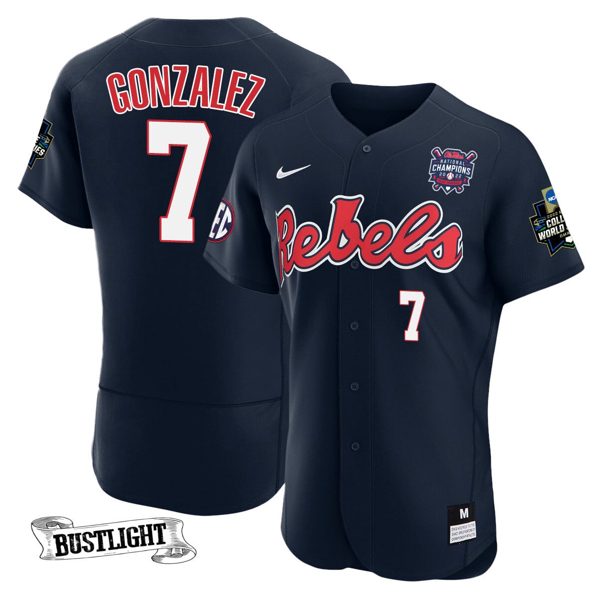 Youth's Ole Miss Baseball Champion Patch Flex Base Jersey 2022 – All Stitched
