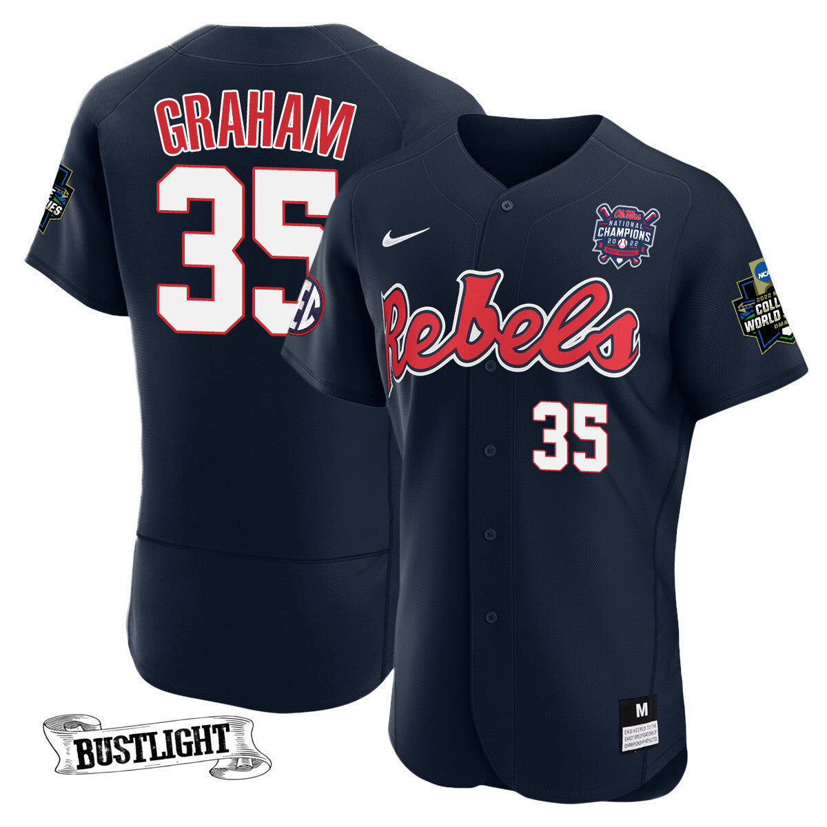 Youth's Ole Miss Baseball Champion Patch Flex Base Jersey 2022 – All Stitched