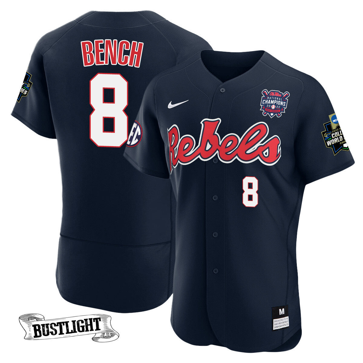 Youth's Ole Miss Baseball Champion Patch Flex Base Jersey 2022 – All Stitched