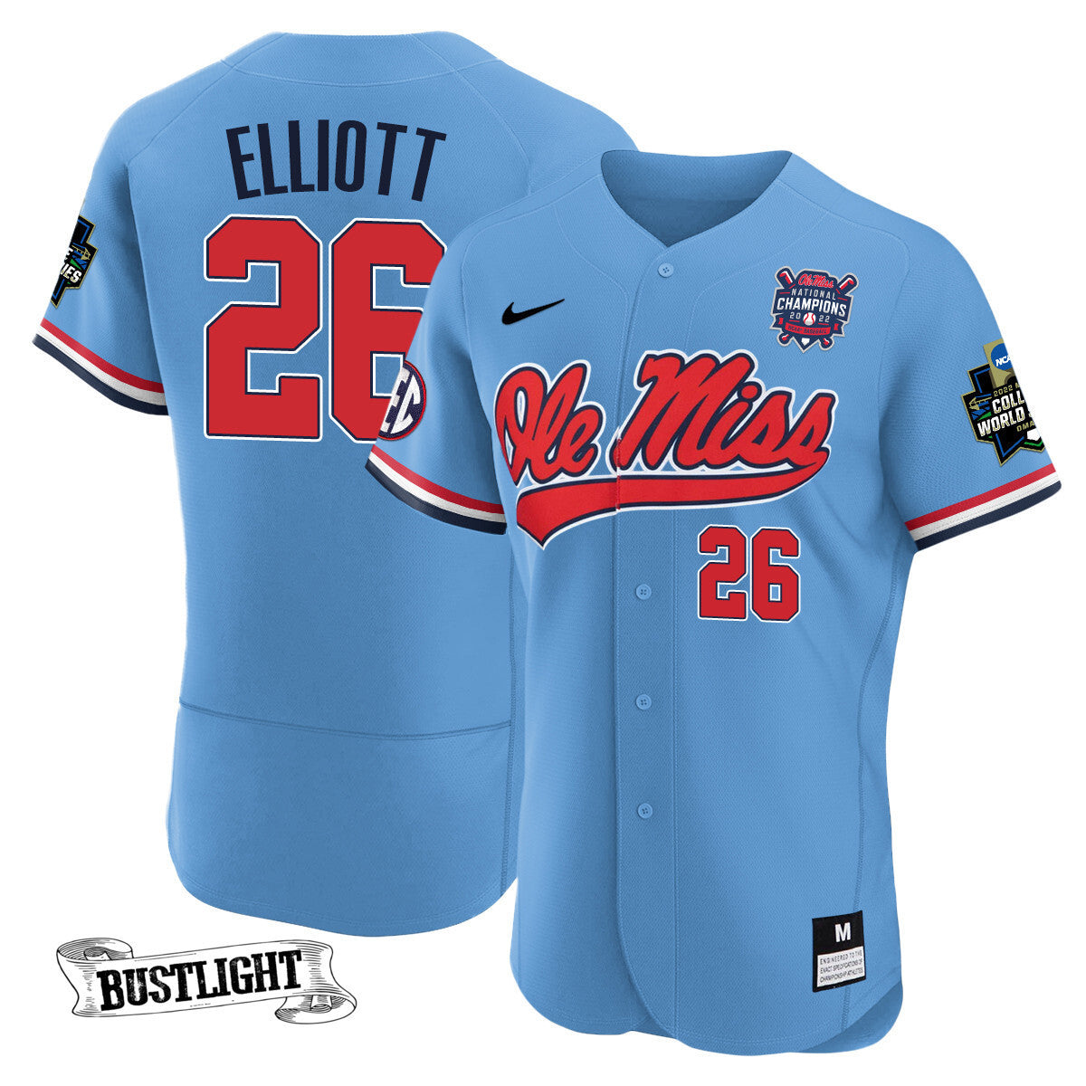 Youth's Ole Miss Baseball Champion Patch Flex Base Jersey 2022 – All Stitched