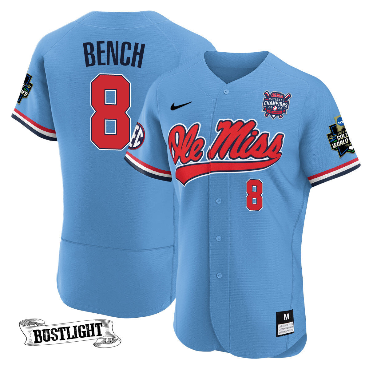 Youth's Ole Miss Baseball Champion Patch Flex Base Jersey 2022 – All Stitched