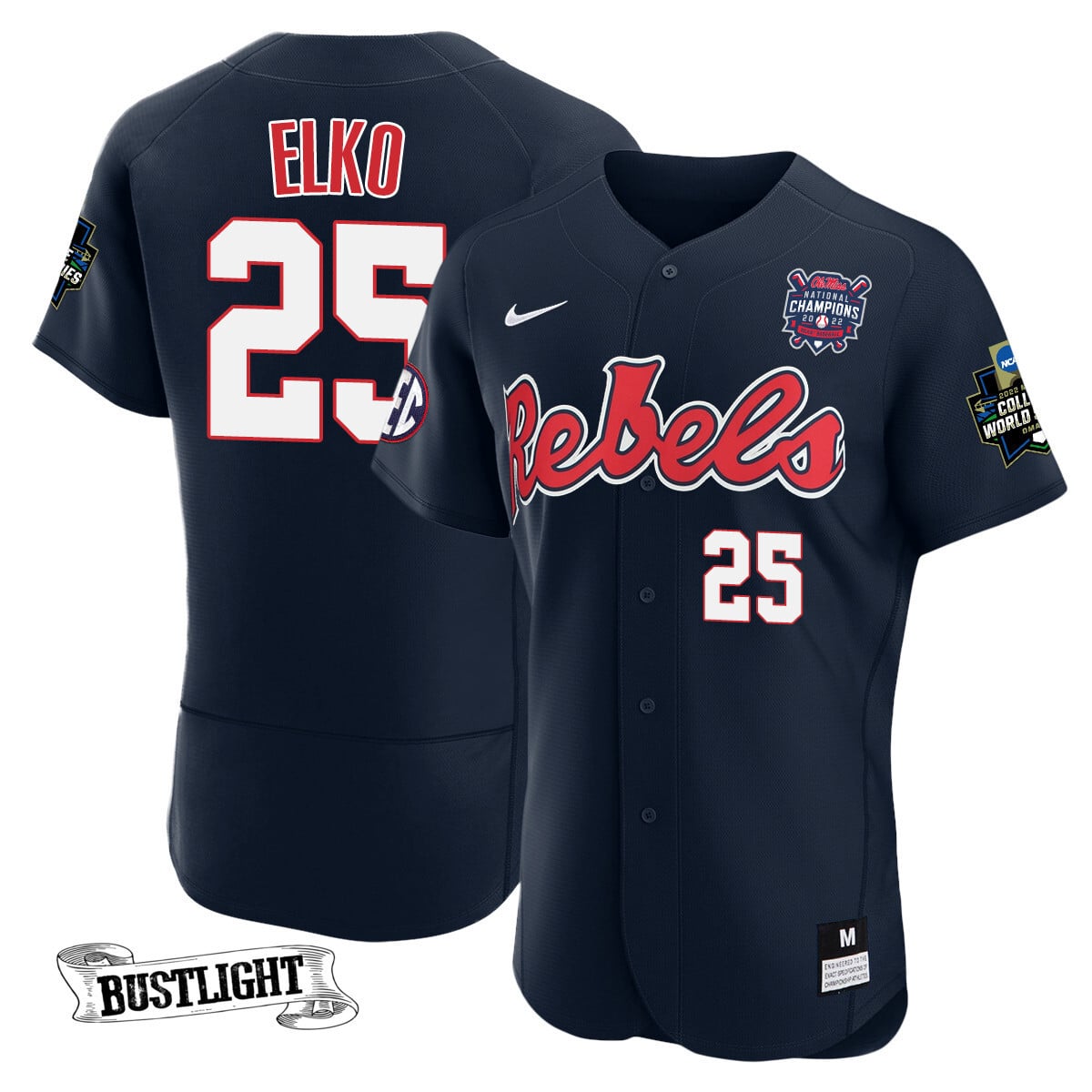 Youth's Ole Miss Baseball Champion Patch Flex Base Jersey 2022 – All Stitched