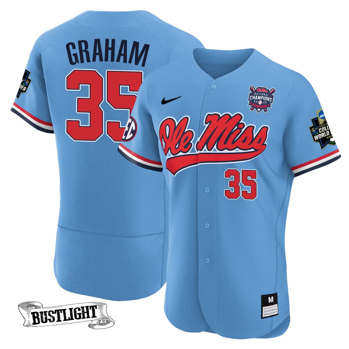 Youth's Ole Miss Baseball Champion Patch Flex Base Jersey 2022 – All Stitched