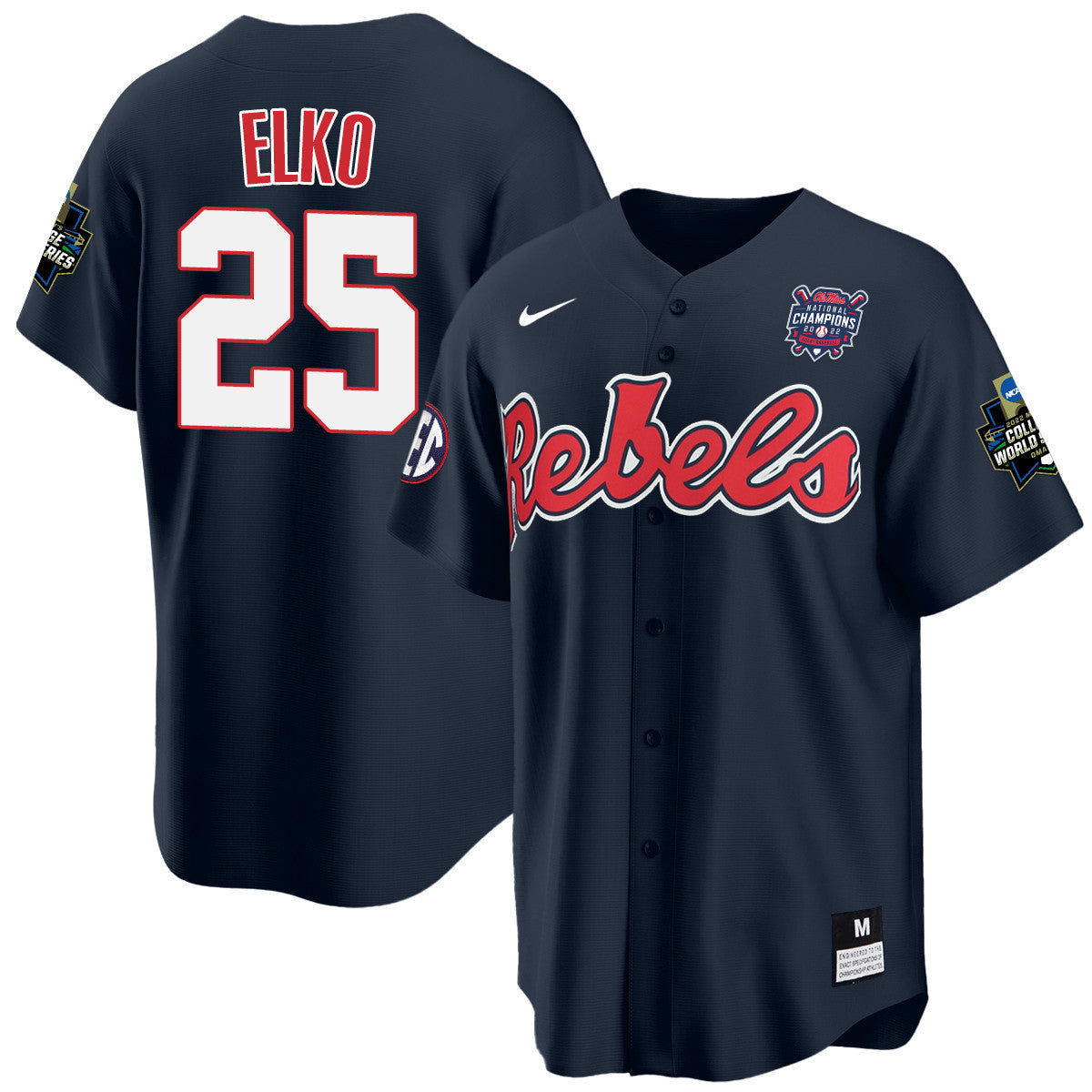 Men's Ole Miss Baseball Champion Patch Cool Base Jersey 2022 – All Stitched