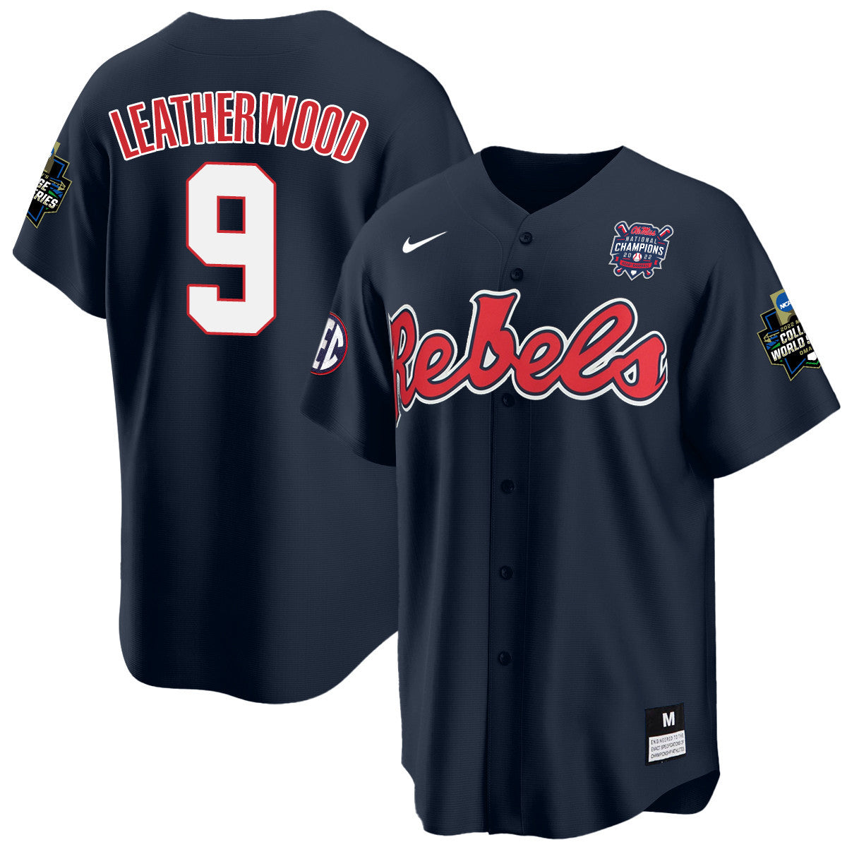 Men's Ole Miss Baseball Champion Patch Cool Base Jersey 2022 – All Stitched