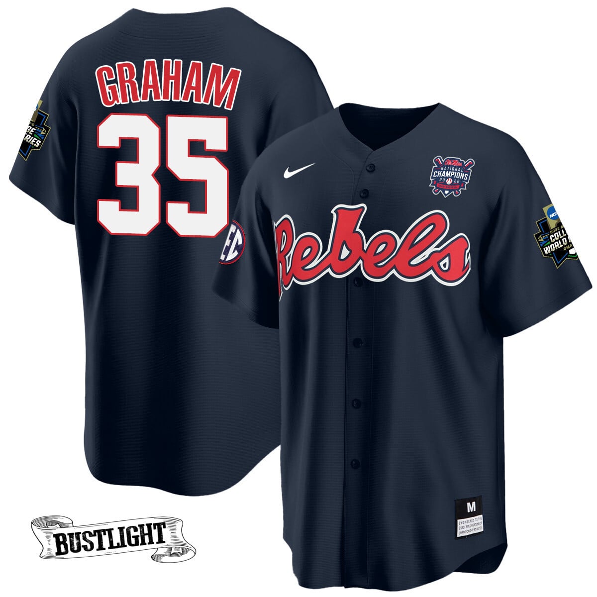 Youth's Ole Miss Baseball Champion Patch Cool Base Jersey 2022 – All Stitched