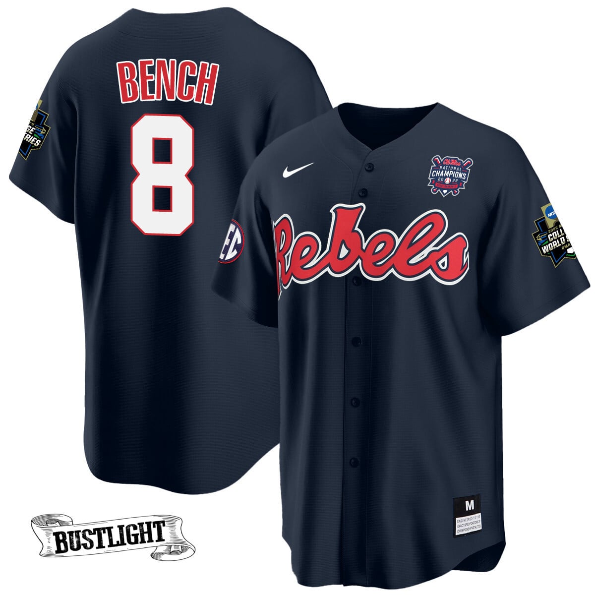 Youth's Ole Miss Baseball Champion Patch Cool Base Jersey 2022 – All Stitched