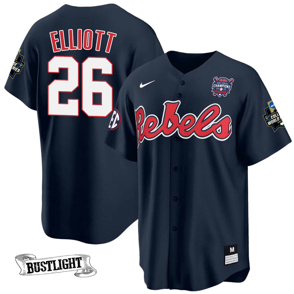 Youth's Ole Miss Baseball Champion Patch Cool Base Jersey 2022 – All Stitched