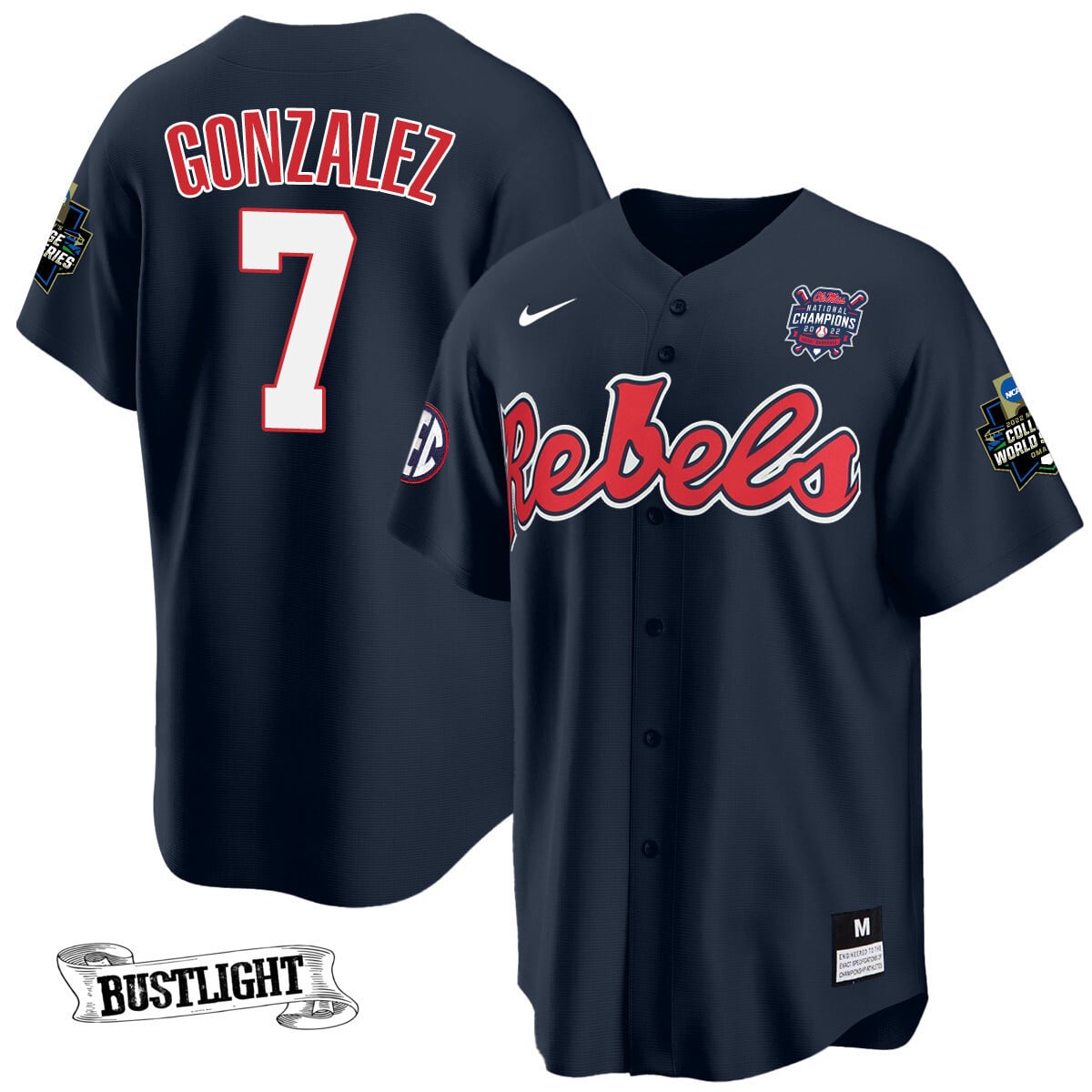 Youth's Ole Miss Baseball Champion Patch Cool Base Jersey 2022 – All Stitched