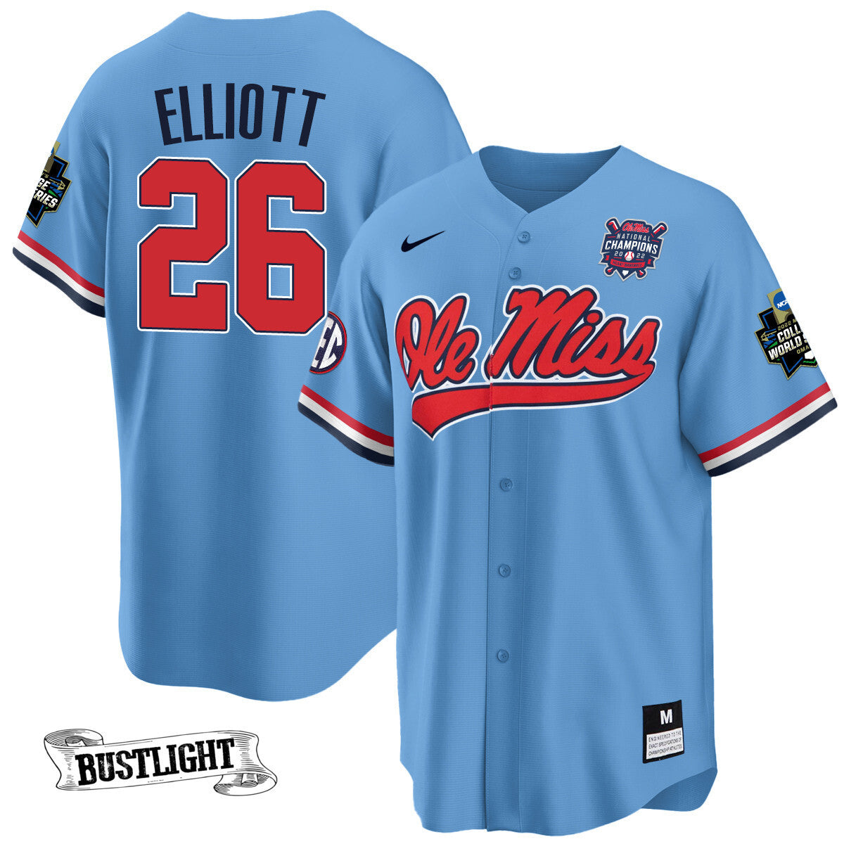 Youth's Ole Miss Baseball Champion Patch Cool Base Jersey 2022 – All Stitched