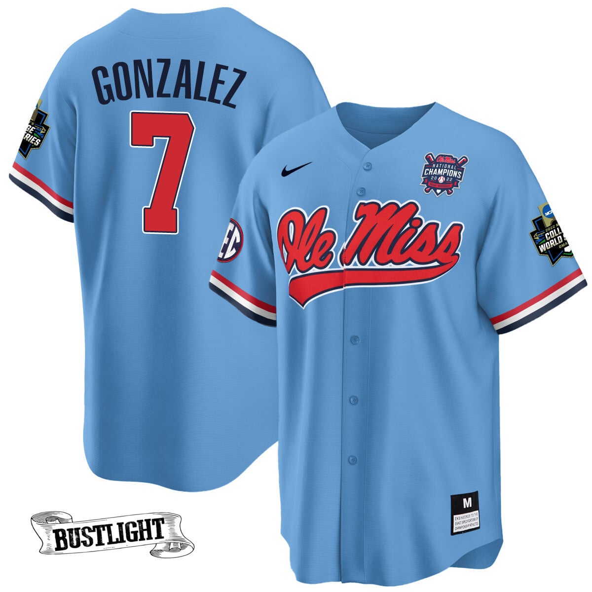 Youth's Ole Miss Baseball Champion Patch Cool Base Jersey 2022 – All Stitched