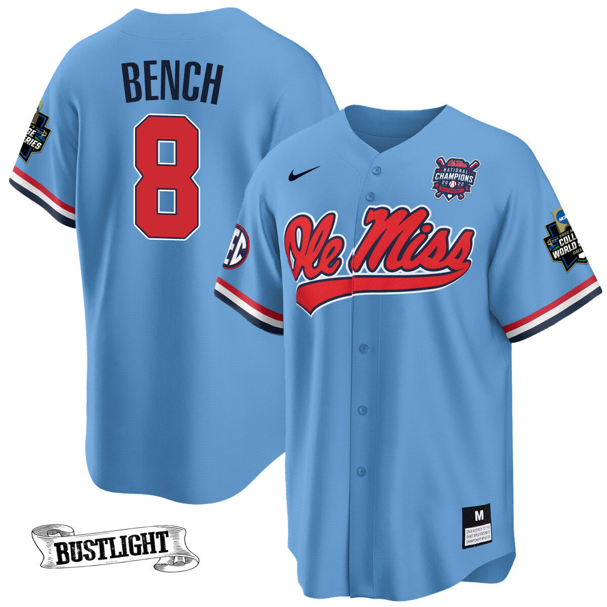 Youth's Ole Miss Baseball Champion Patch Cool Base Jersey 2022 – All Stitched