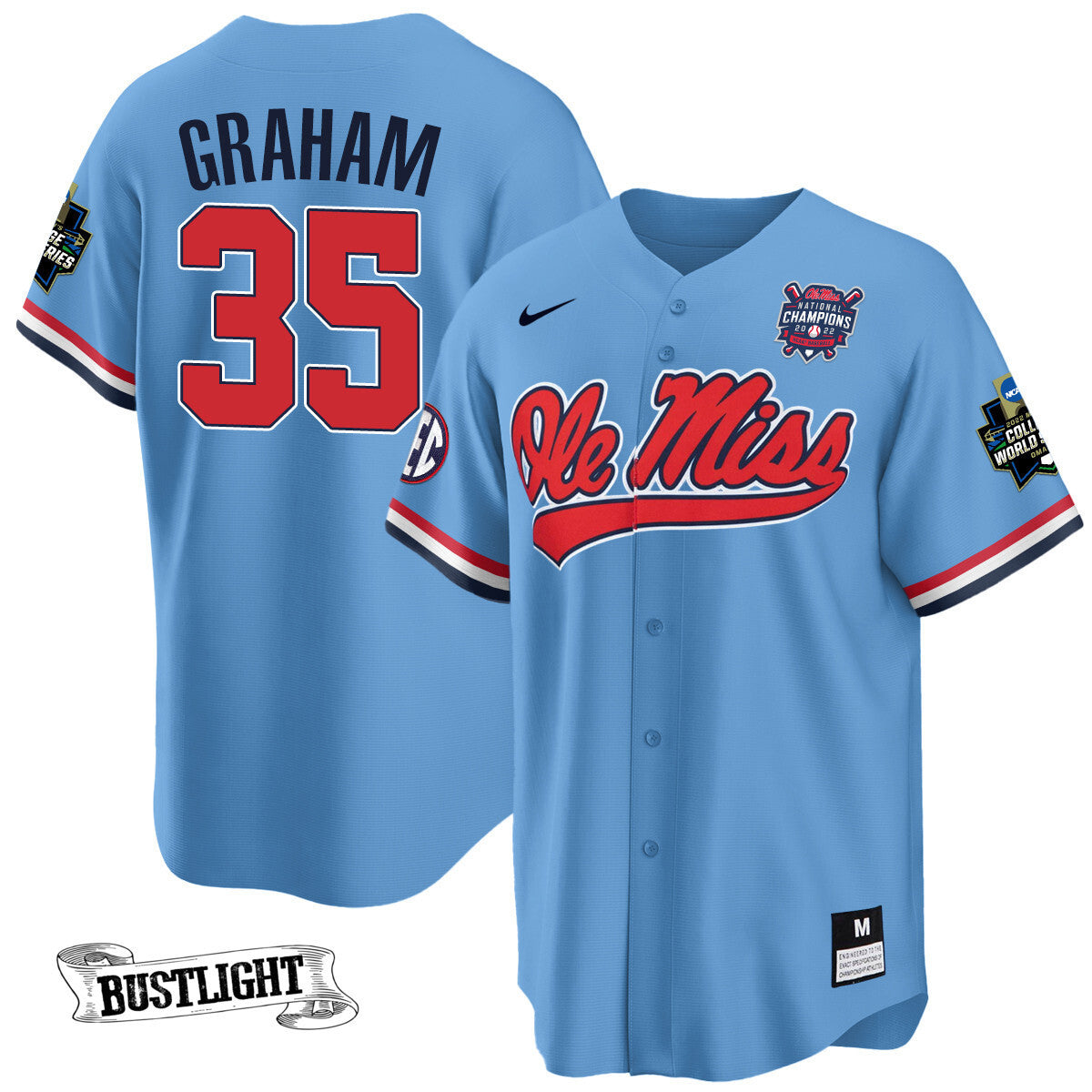 Youth's Ole Miss Baseball Champion Patch Cool Base Jersey 2022 – All Stitched