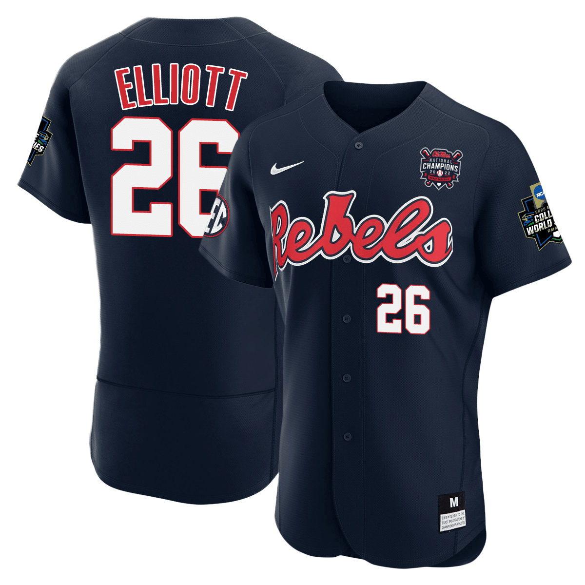 Youth's Ole Miss Baseball Champion Patch Flex Base Jersey 2022 – All Stitched