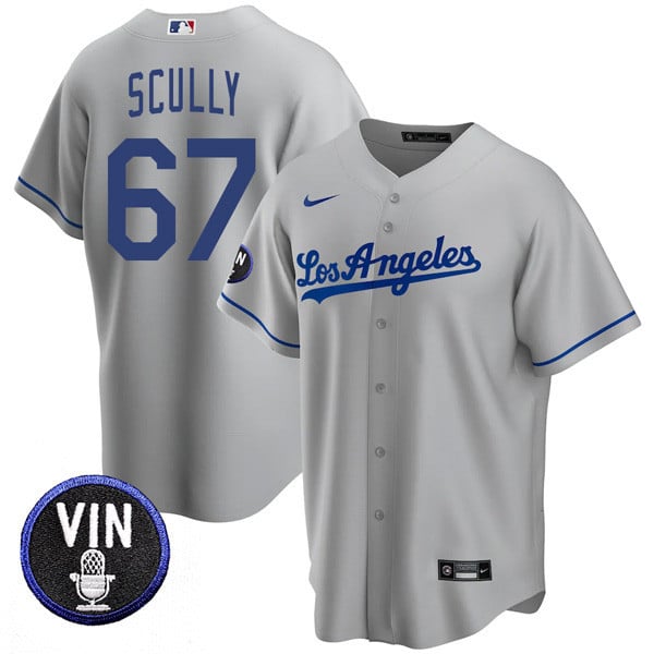 Men’s Los Angeles Dodgers Vin Scully Tribute Cool Base Jersey – All Stitched