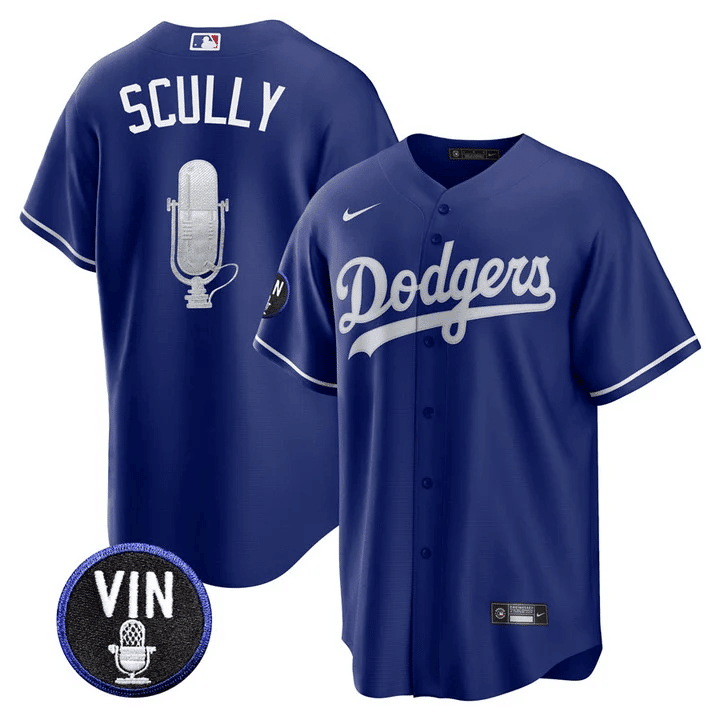 Los Angeles Dodgers Vin Scully Patch Jersey - All Stitched