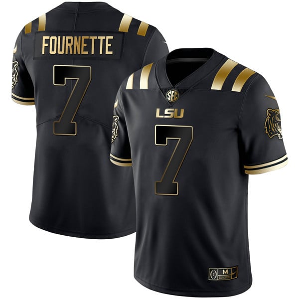 Men’s LSU Tigers Black Gold Jersey – All Stitched