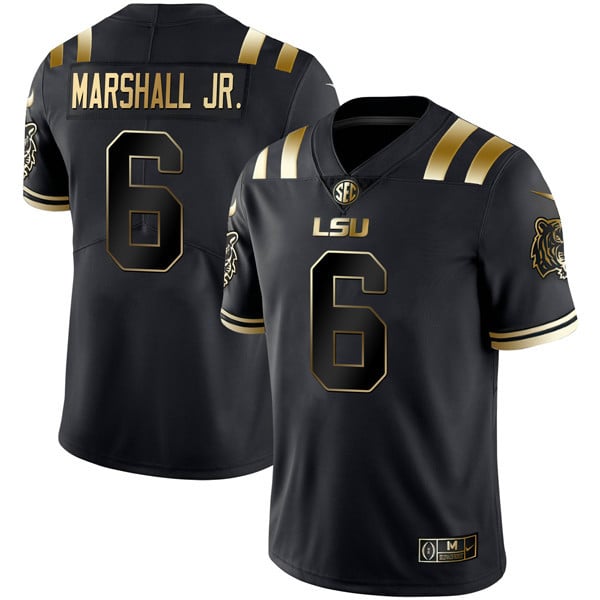 Men’s LSU Tigers Black Gold Jersey – All Stitched