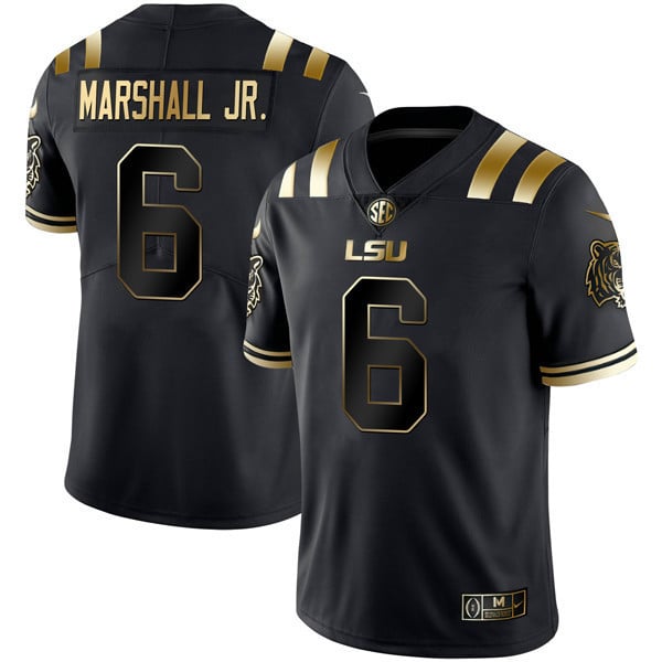 Men’s LSU Tigers Black Gold Jersey – All Stitched