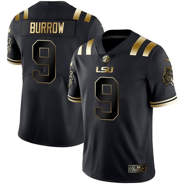 Men’s LSU Tigers Black Gold Jersey – All Stitched