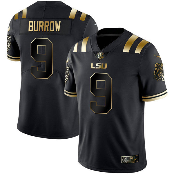 Men’s LSU Tigers Black Gold Jersey – All Stitched