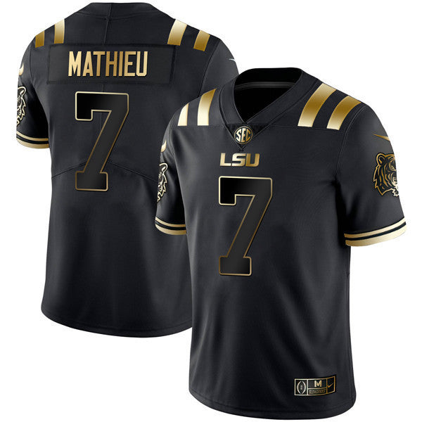 Men’s LSU Tigers Black Gold Jersey – All Stitched