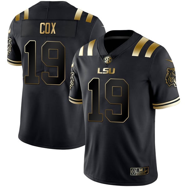 Men’s LSU Tigers Black Gold Jersey – All Stitched