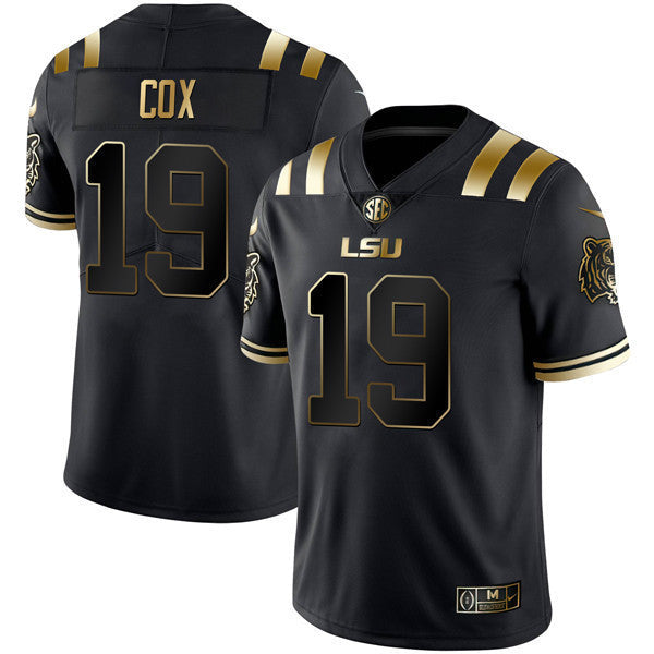 Men’s LSU Tigers Black Gold Jersey – All Stitched