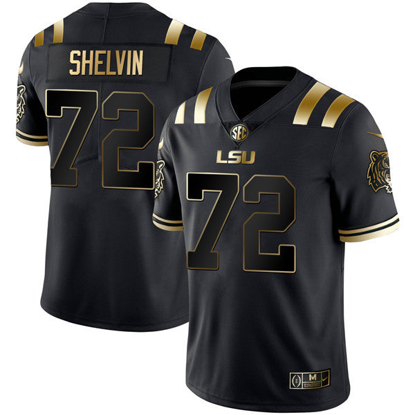 Men’s LSU Tigers Black Gold Jersey – All Stitched