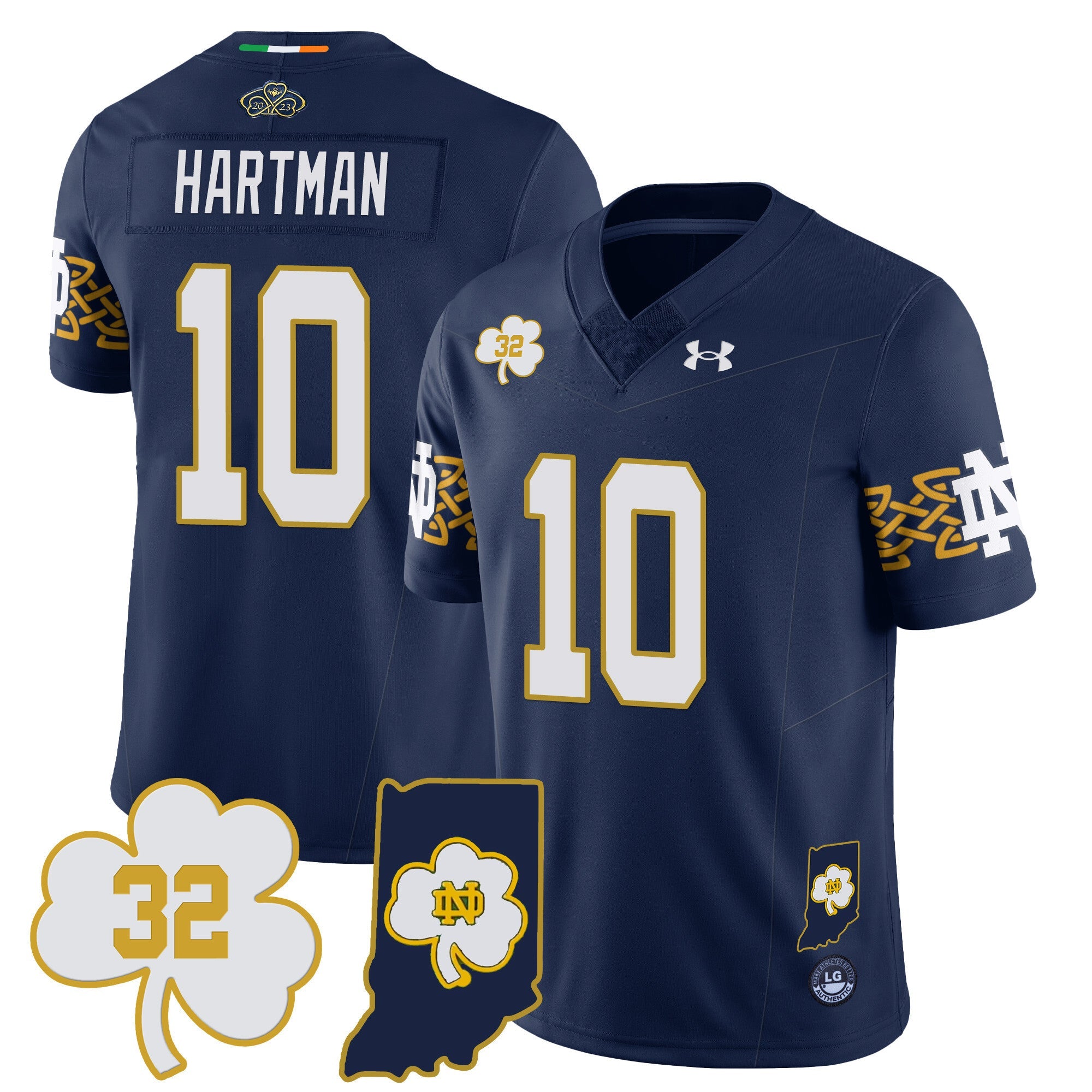 Men?s Notre Dame Fighting Irish Football Stitched Jersey ? Indiana Map
