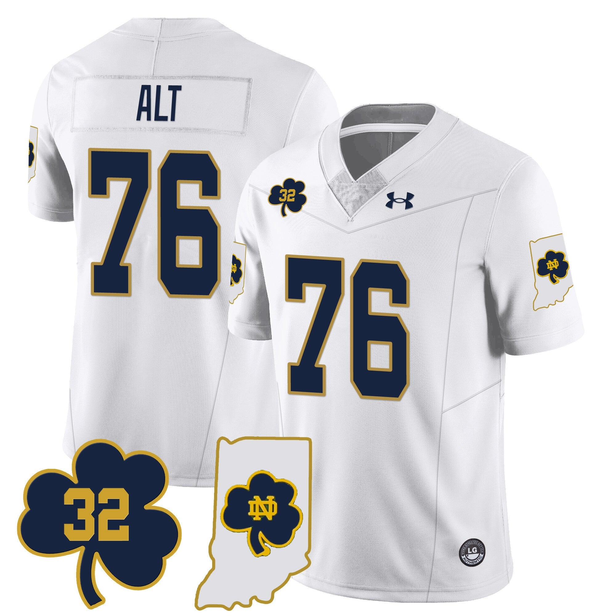 Men?s Notre Dame Fighting Irish Football Stitched Jersey ? Indiana Map