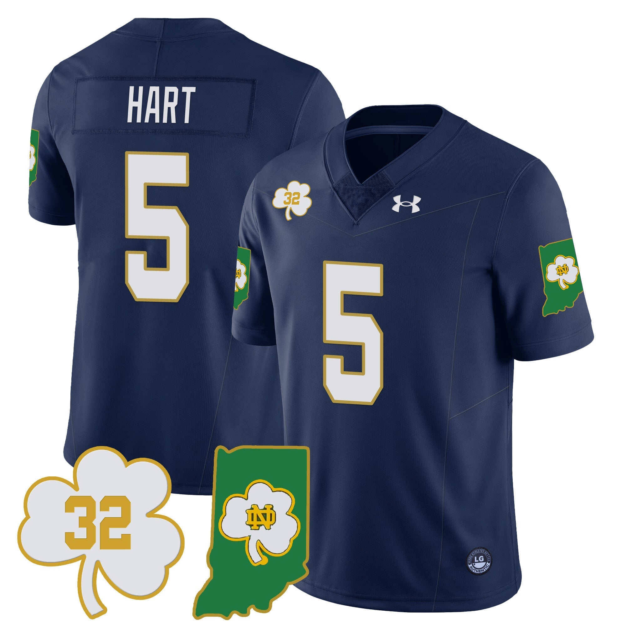 Men?s Notre Dame Fighting Irish Football Stitched Jersey ? Indiana Map