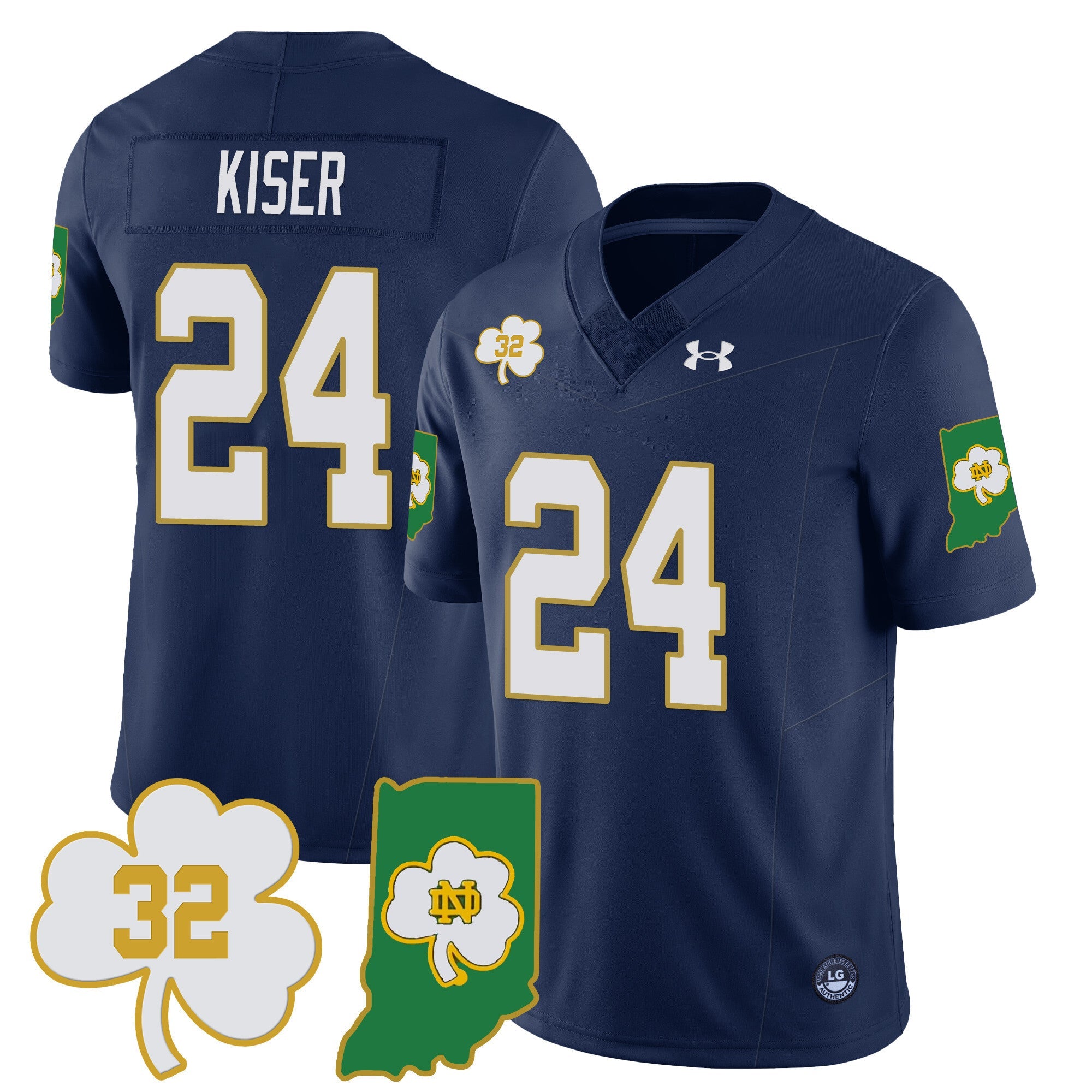 Men?s Notre Dame Fighting Irish Football Stitched Jersey ? Indiana Map