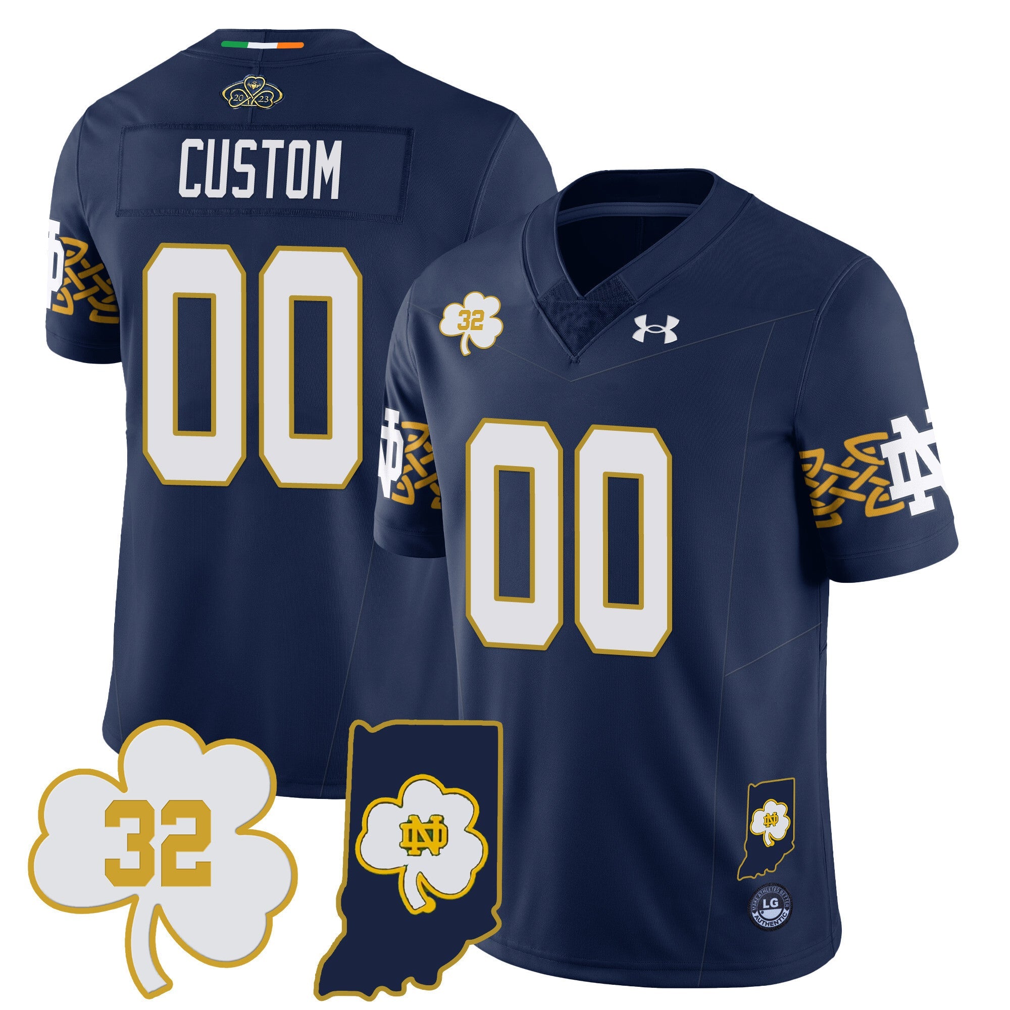 Men?s Notre Dame Fighting Irish Football Stitched Jersey ? Indiana Map