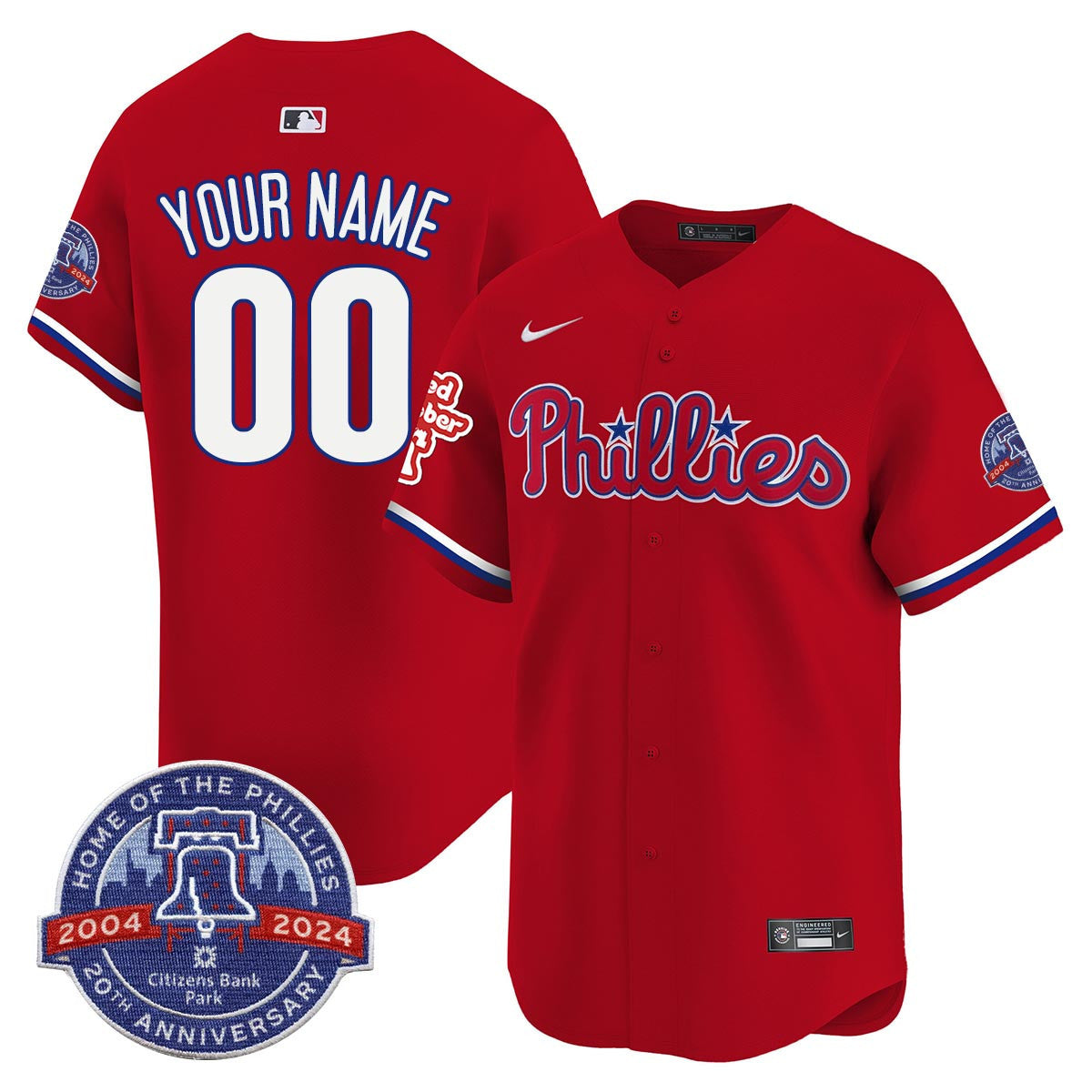 Phillies Citizen Bank Park's 20Th Anniversary Custom Jersey - All Stitched