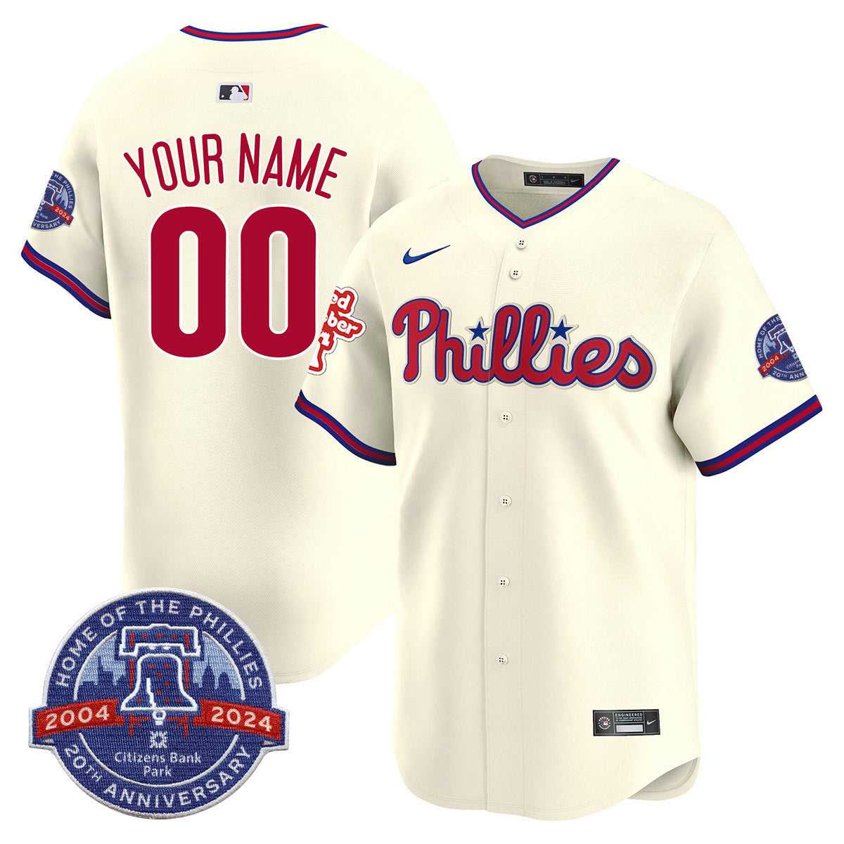 Phillies Citizen Bank Park's 20Th Anniversary Custom Jersey - All Stitched