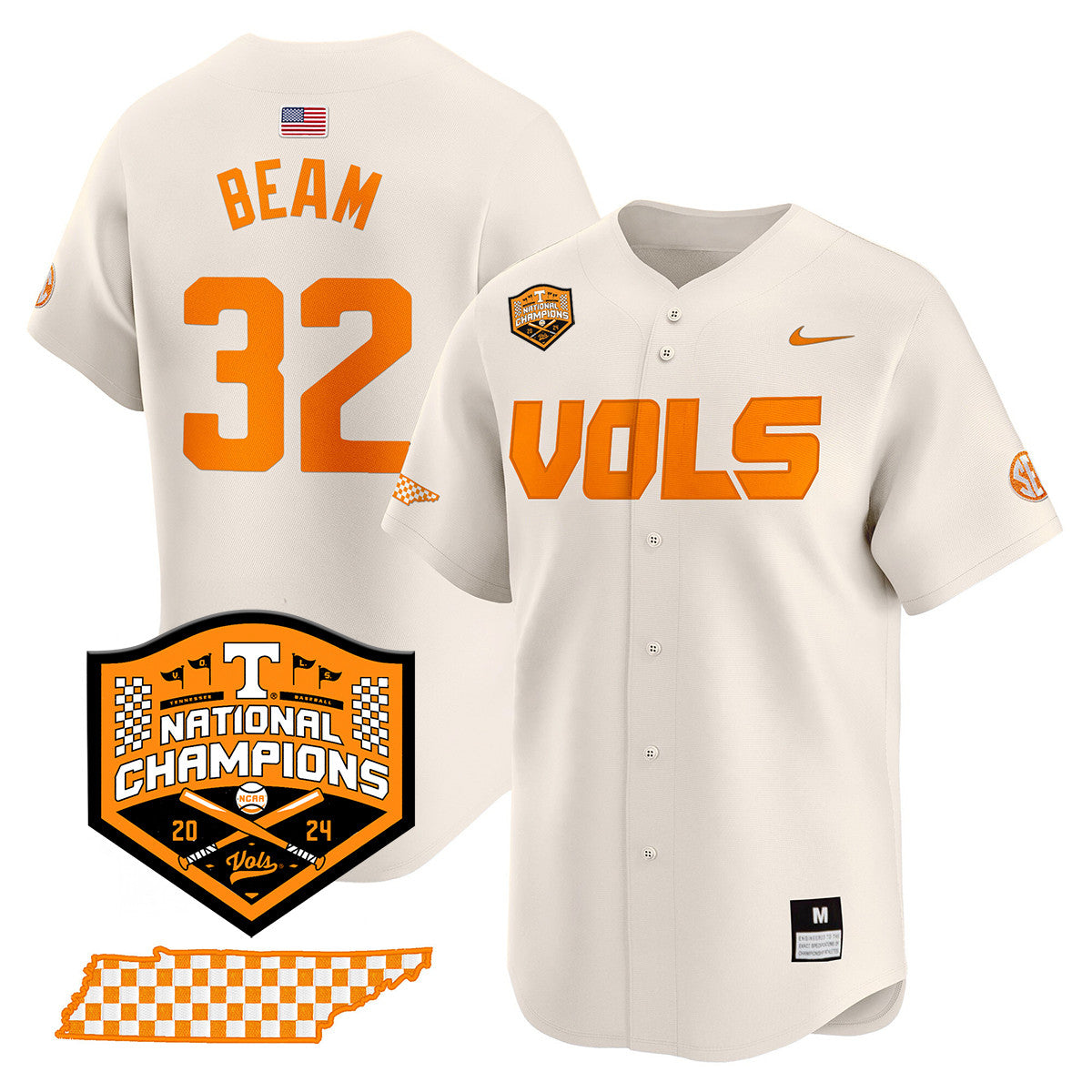 Men's Tennessee Volunteers 2024 National Champions Vapor Premier Limited Jersey V1 - All Stitched