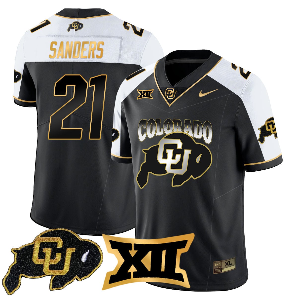 Men's Colorado Buffaloes 2024 Vapor Limited Gold Jersey N1 - All Stitched