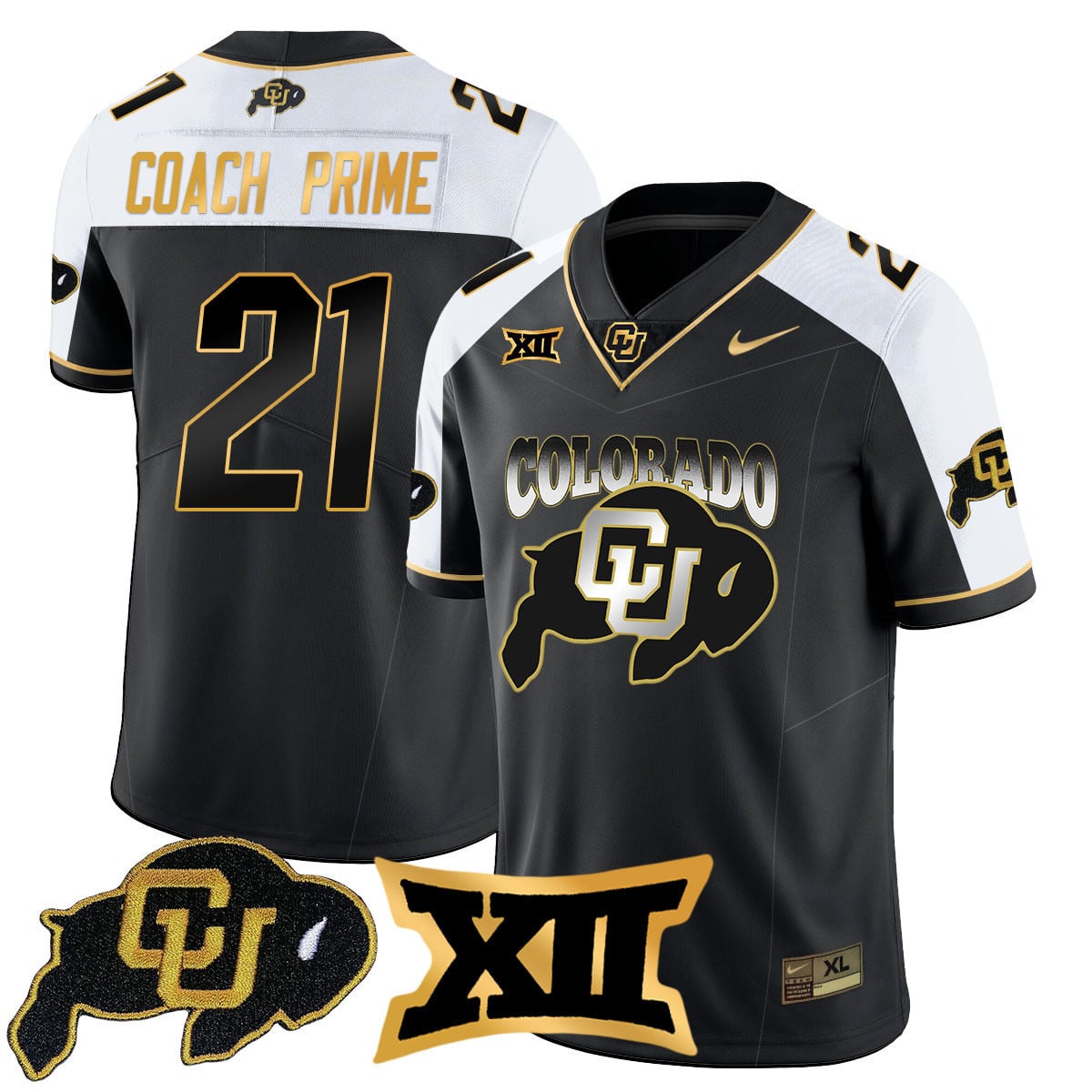 Men's Colorado Buffaloes 2024 Vapor Limited Gold Jersey N1 - All Stitched