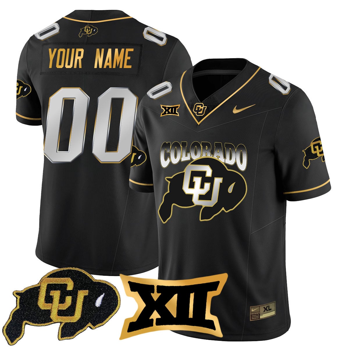 Custom Colorado Buffaloes 2024 Vapor Limited Gold Jersey N1 - All Stitched