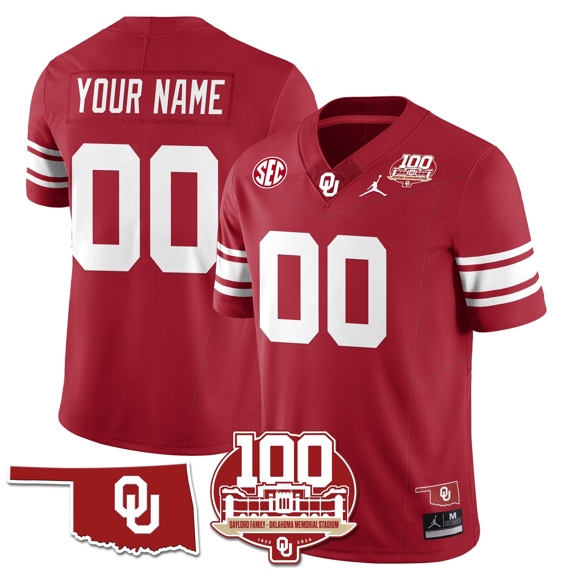 Custom Name/Gender Oklahoma Sooners 1946-56 Throwback Uniforms - 100th Season - All Stitched