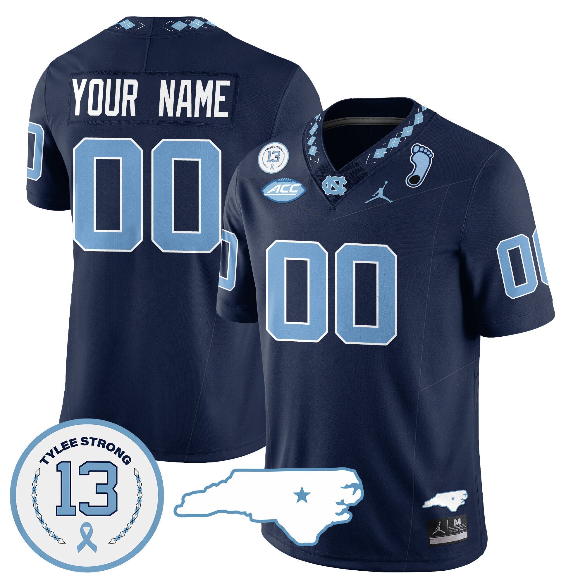 Custom Name/Gender North Carolina Tar Heels Football 2024 Vapor Jersey - All Stitched