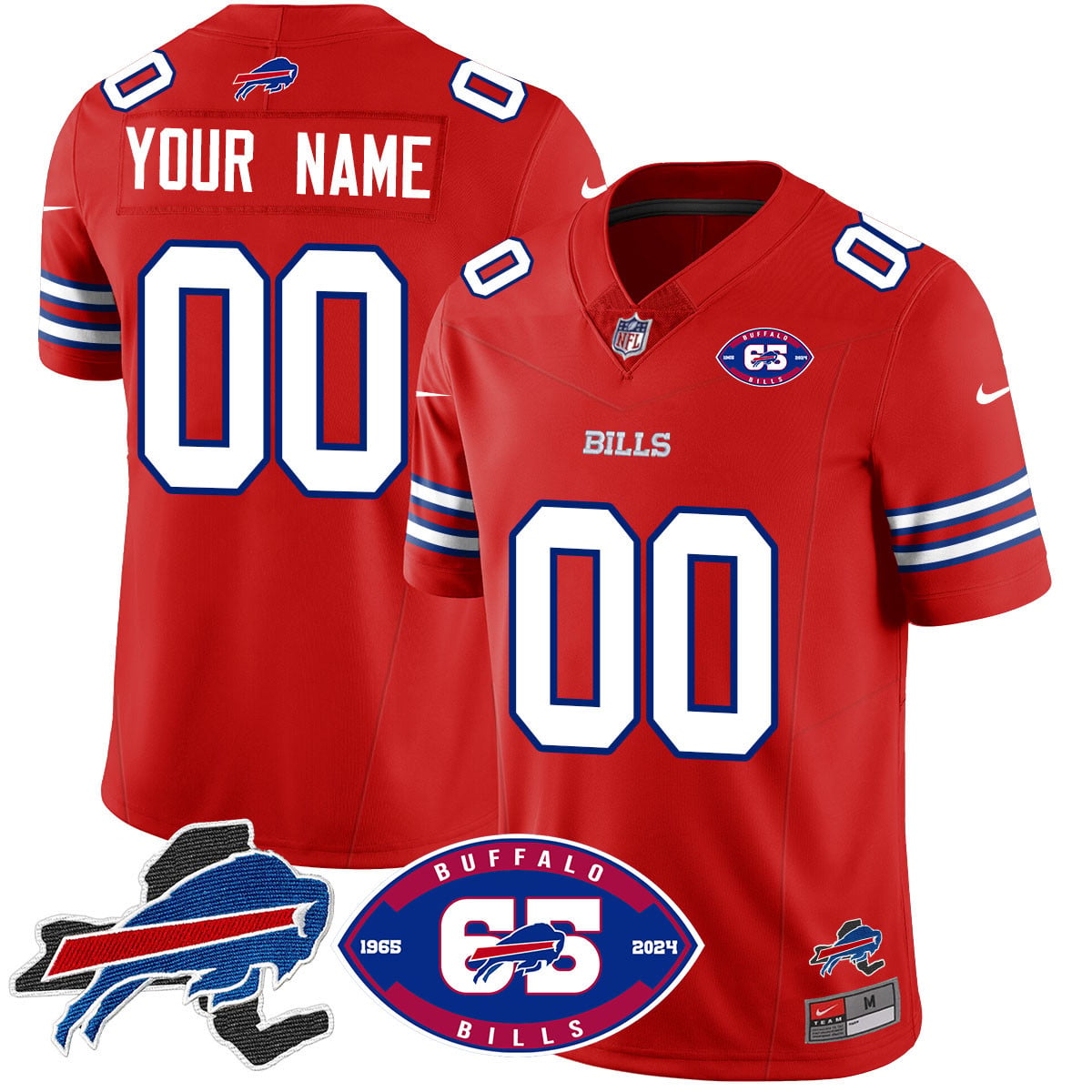 Custom Name/Gender Bills 1959 - 2024 - The Bills Jersey - All Stitched