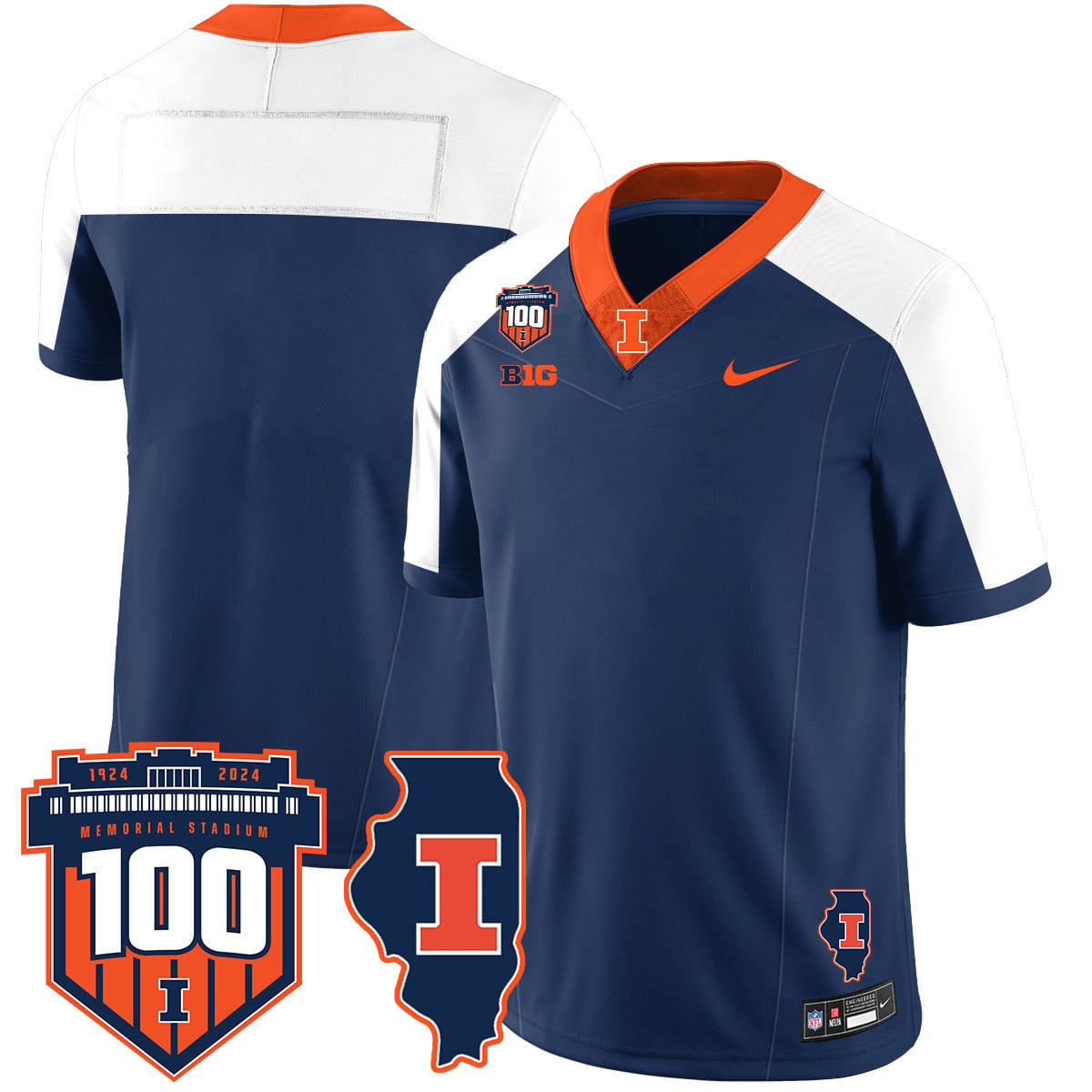 Men's Illinois Football Vapor Jersey - All Stitched