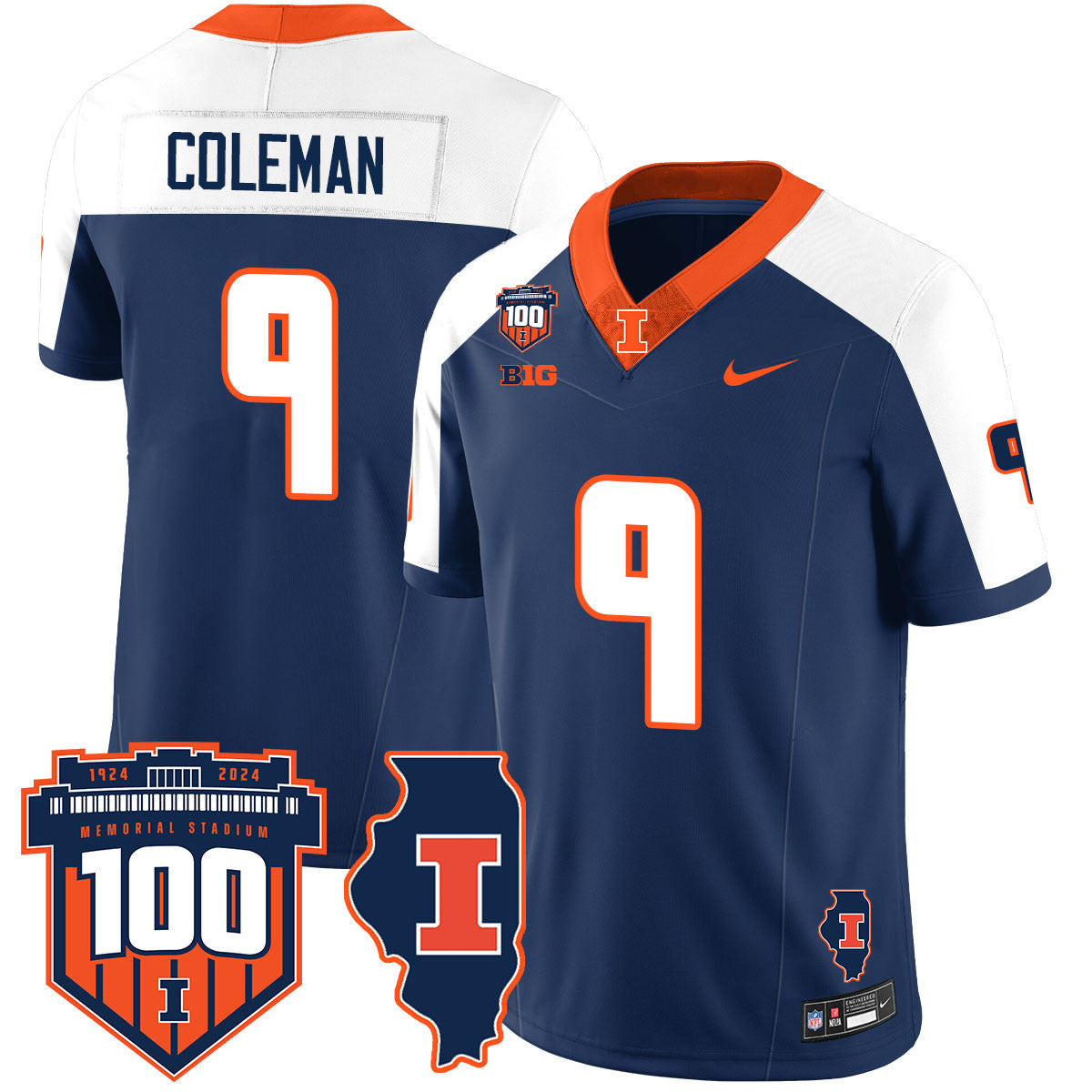 Men's Illinois Football Vapor Jersey - All Stitched