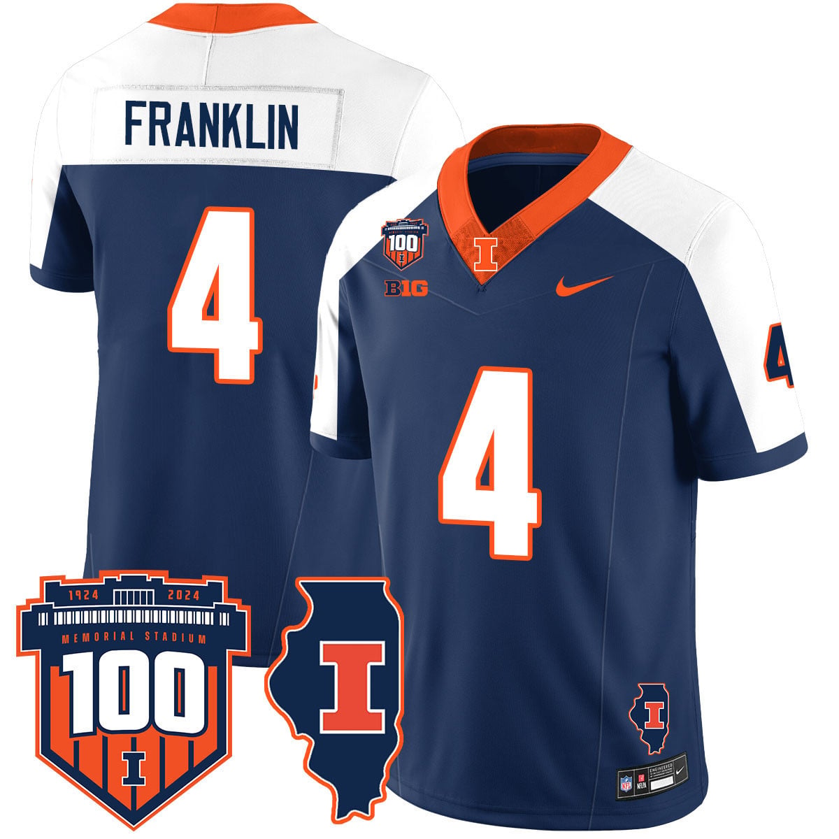Men's Illinois Football Vapor Jersey - All Stitched
